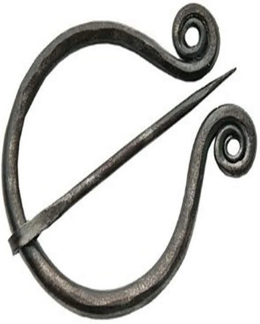 Szco Supplies Medieval Cloak Pin - 4.25 Inch Carbon Steel Celtic Brooch for Cloaks and Shawls, Viking-Style Fastener with Swivel Prong