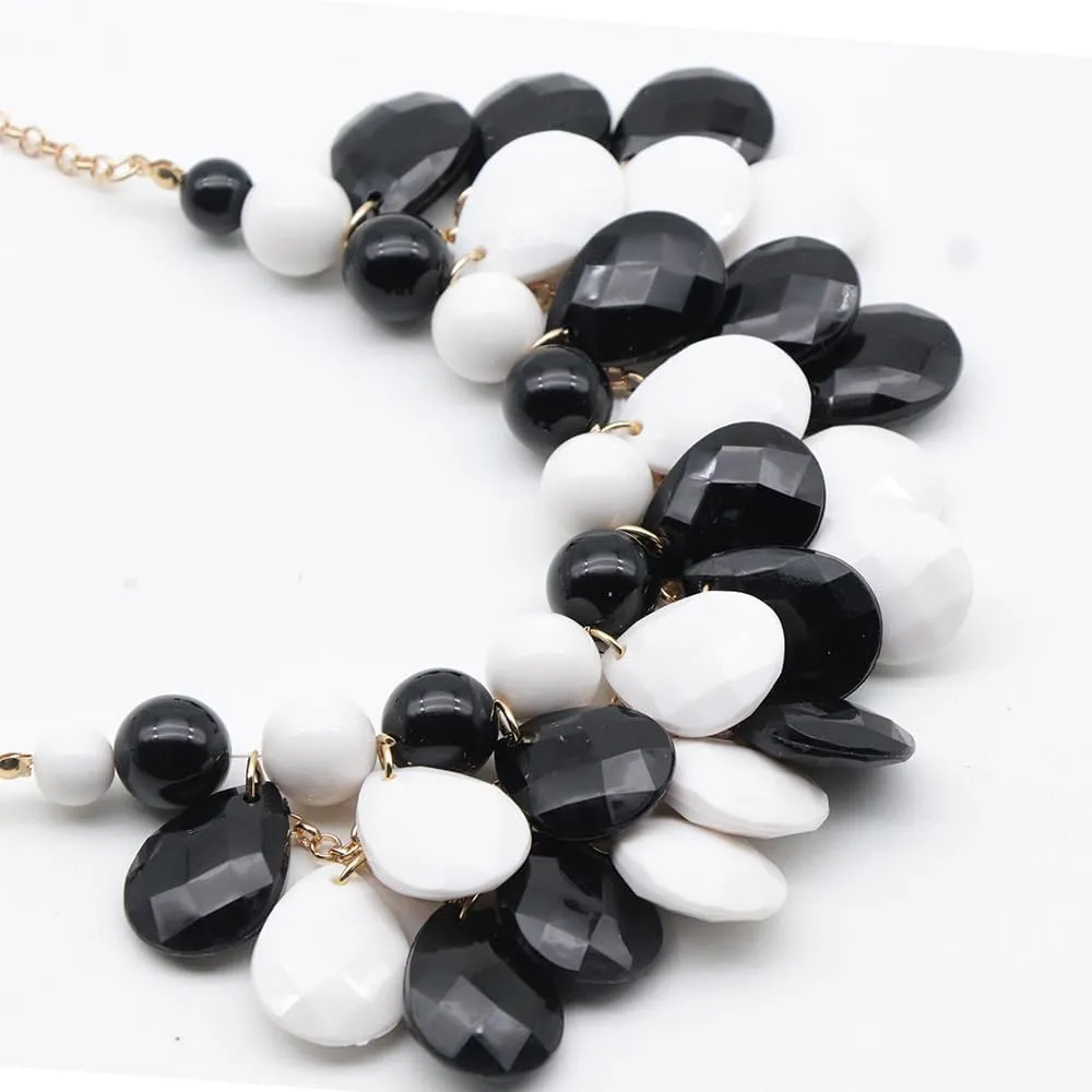 Teardrop Floating Statement Necklace Earrings Bubble Layer Chucky Rib Collor Necklace Resin Boho Wowmen Charm Fashion Jewerly Accessories Necklace Earring Set