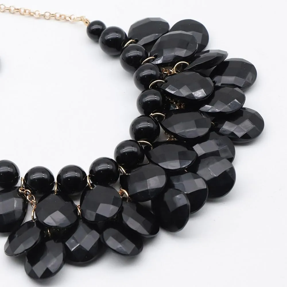 Teardrop Floating Statement Necklace Earrings Bubble Layer Chucky Rib Collor Necklace Resin Boho Wowmen Charm Fashion Jewerly Accessories Necklace Earring Set