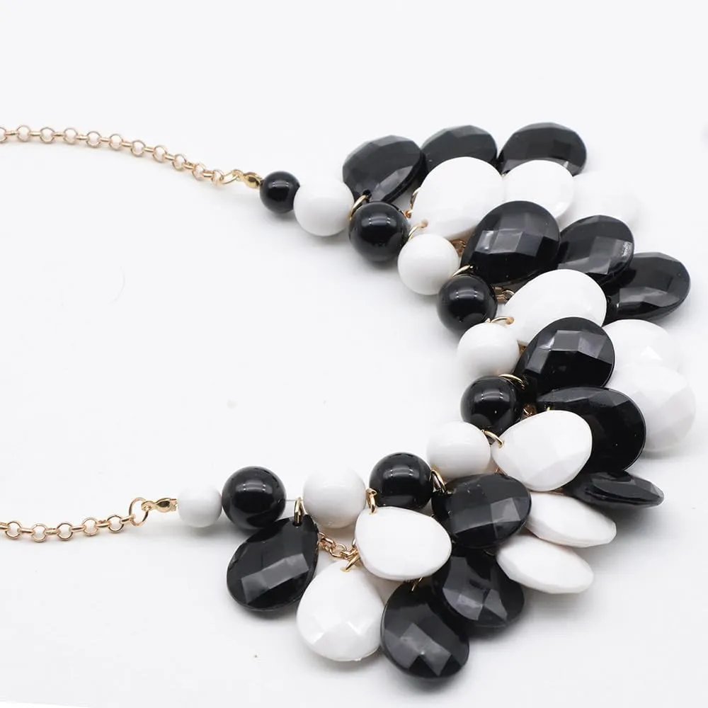 Teardrop Floating Statement Necklace Earrings Bubble Layer Chucky Rib Collor Necklace Resin Boho Wowmen Charm Fashion Jewerly Accessories Necklace Earring Set