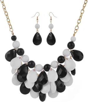 Teardrop Floating Statement Necklace Earrings Bubble Layer Chucky Rib Collor Necklace Resin Boho Wowmen Charm Fashion Jewerly Accessories Necklace Earring Set