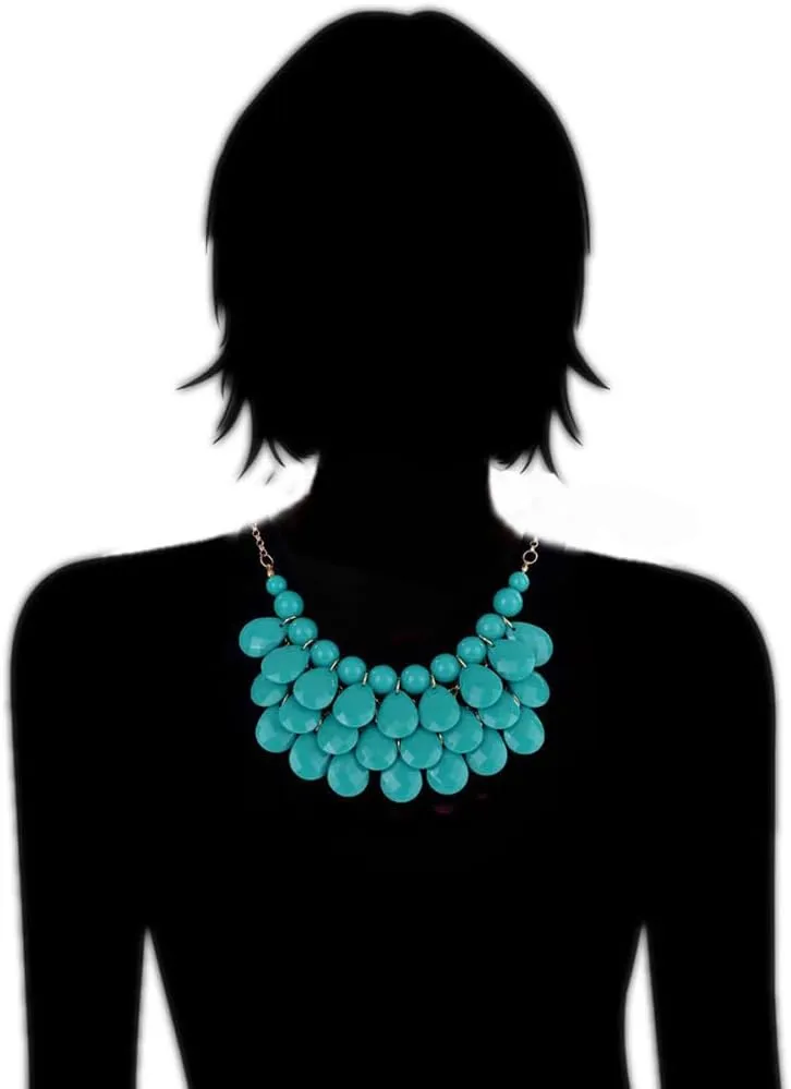 Teardrop Floating Statement Necklace Earrings Bubble Layer Chucky Rib Collor Necklace Resin Boho Wowmen Charm Fashion Jewerly Accessories Necklace Earring Set