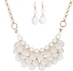 Teardrop Floating Statement Necklace Earrings Bubble Layer Chucky Rib Collor Necklace Resin Boho Wowmen Charm Fashion Jewerly Accessories Necklace Earring Set