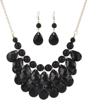Teardrop Floating Statement Necklace Earrings Bubble Layer Chucky Rib Collor Necklace Resin Boho Wowmen Charm Fashion Jewerly Accessories Necklace Earring Set
