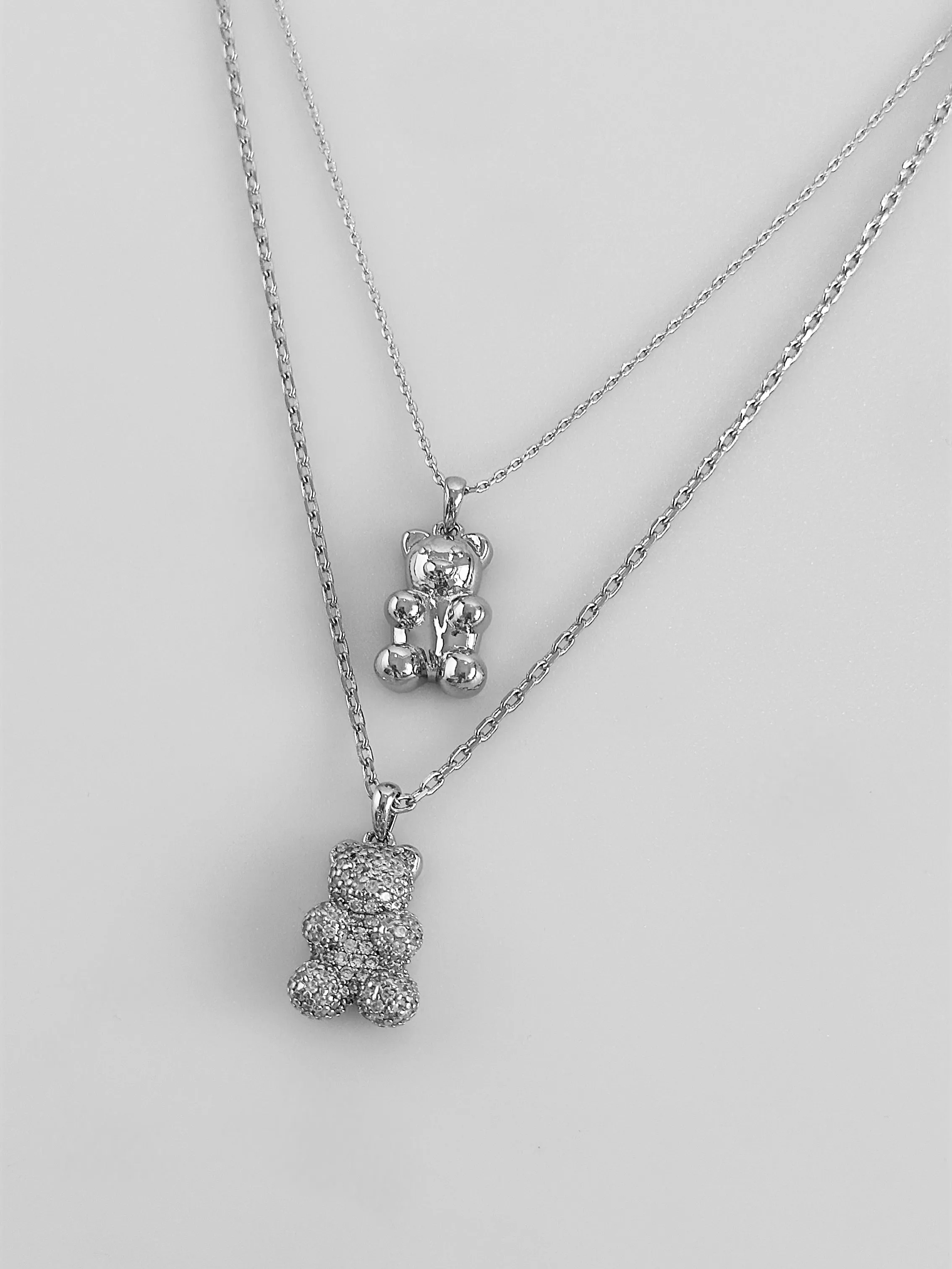 Teddy Duo Layered Pendant Necklace