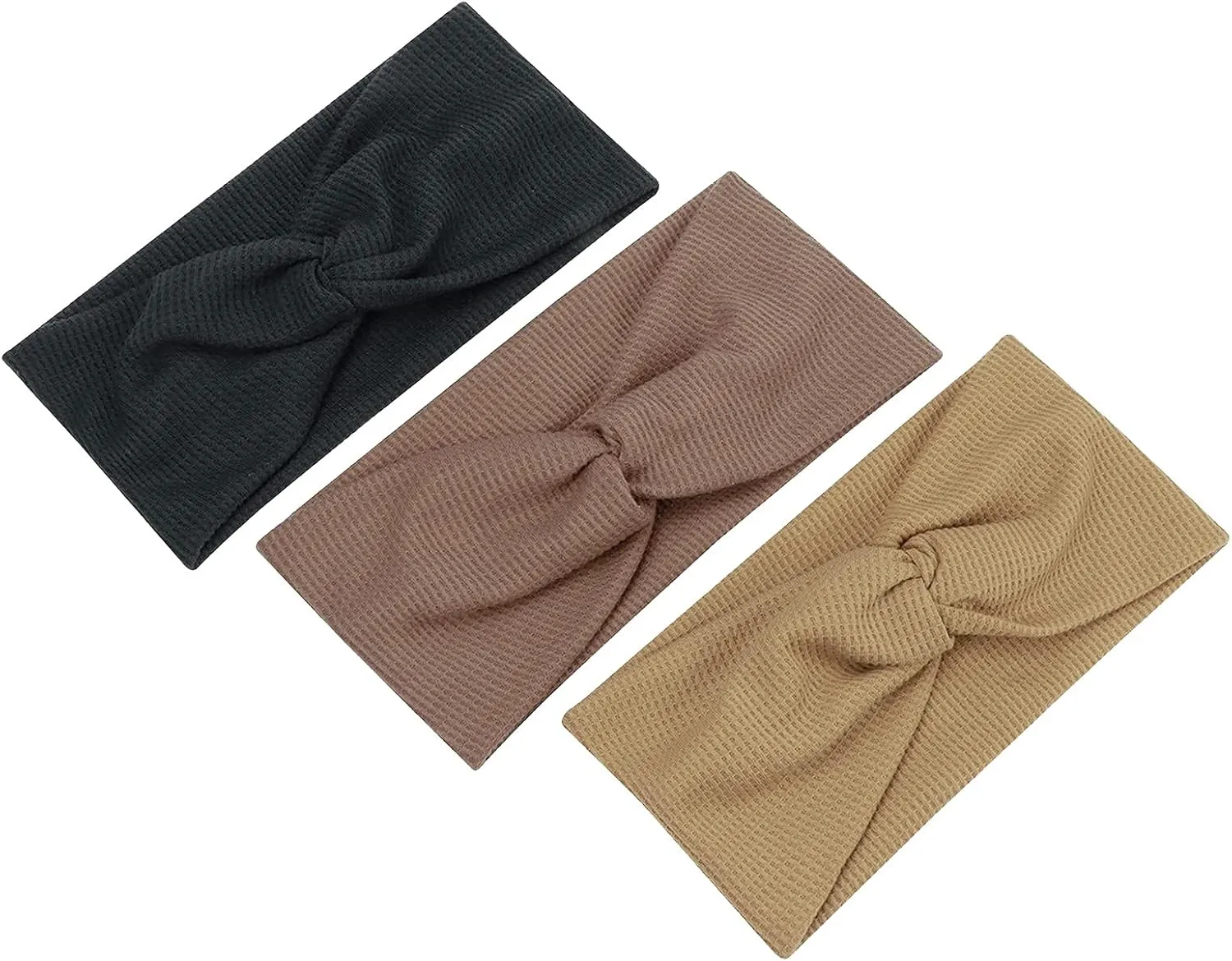 Teen Girls Hair Cover Knotted Solid Fashion Headbands Boho Yoga for Women Wide Elasticity Headband Sports Headbands (Beige,Coffee,Army Green, One Size)