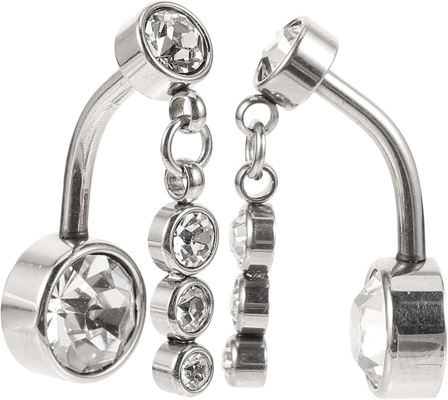 TENDYCOCO 2 Pcs Rhinestone Belly Button Rings Stylish Navel Piercing Jewelry for Women Belly Piercing Button Jewelry