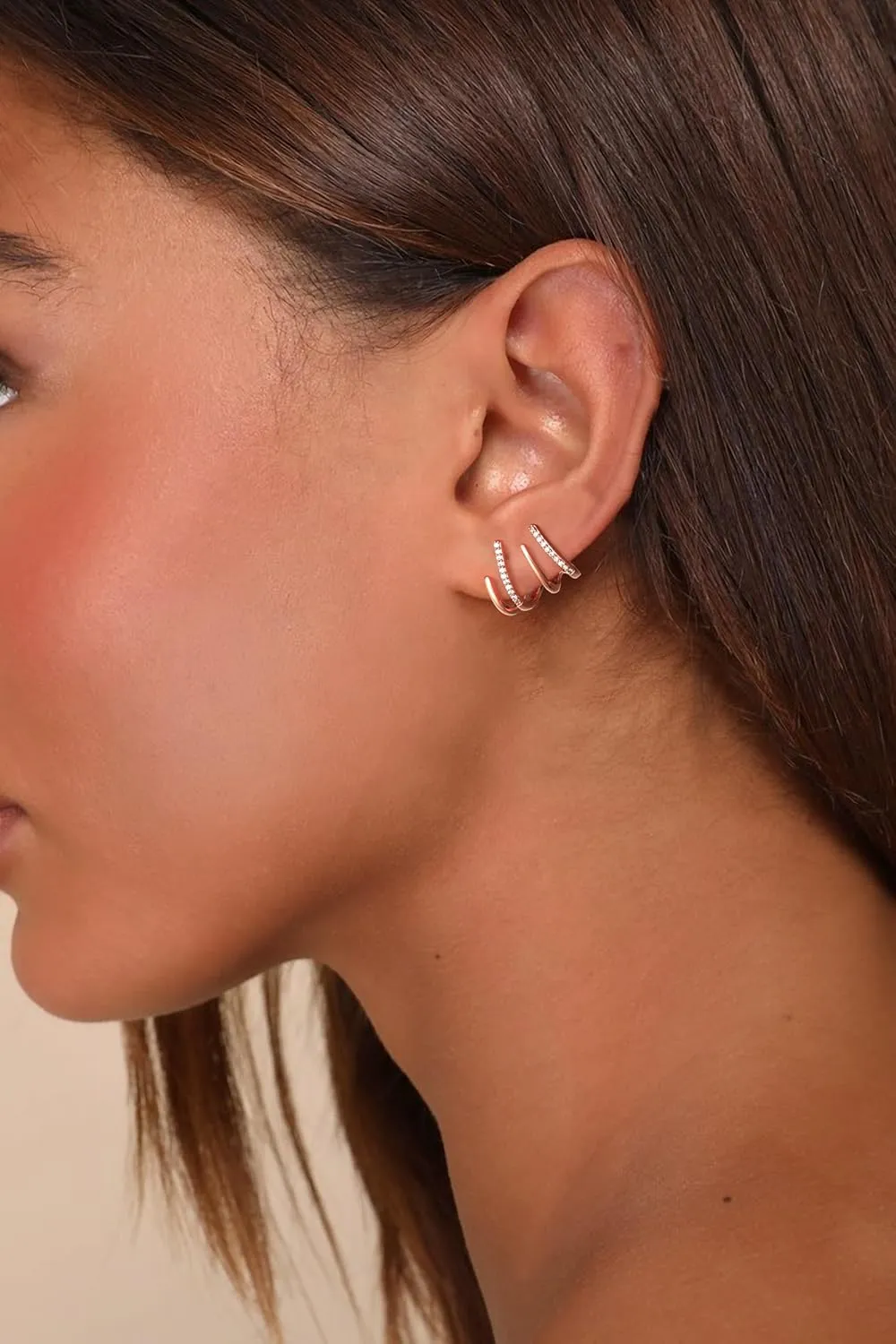 Tewiky Claw Earrings for Women, 14k Gold Plated/Sterling Silver Claw Earrings Cuff Hypoallergenic Ear Wrap Trendy Cubic Zirconia Warp Cuff Earrings