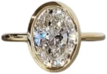 THEONECARATS 1.50 Ct Oval Cut Diamond Full Bezel Set Simple Solitaire Engagement Rings For Women 14K Yellow Gold Plated Wedding Ring 925 Sterling Silver Handmade Anniversary Ring Gift