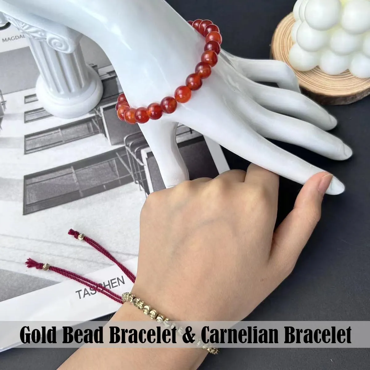 Tibetan Copper Bead Bracelet - Lucky Red String Bracelet - Carnelian Bracelet - Friendship Bracelet Inspirational Bracelets Healing Crystal Protection - Buddhist Bracelets (Carnelian)