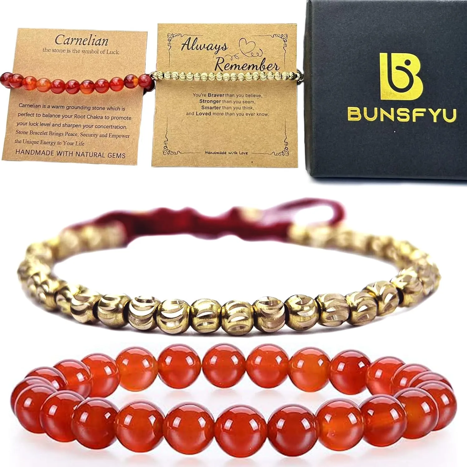 Tibetan Copper Bead Bracelet - Lucky Red String Bracelet - Carnelian Bracelet - Friendship Bracelet Inspirational Bracelets Healing Crystal Protection - Buddhist Bracelets (Carnelian)