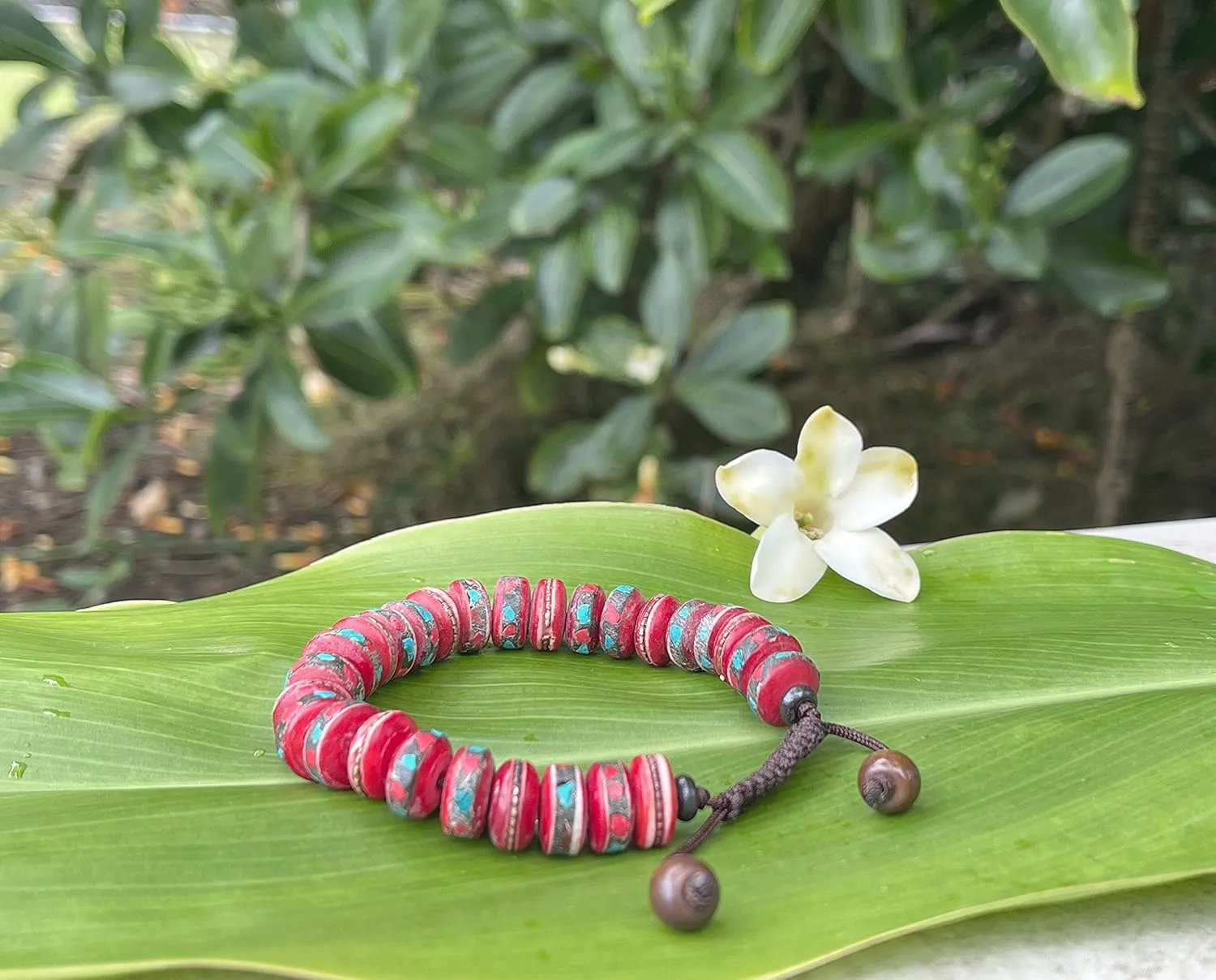 Tibetan Mala Embedded Medicine Wrist Mala for Meditation Handmade Draw String Silk Pouch