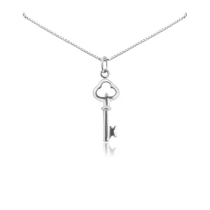 Tiny Delicate and Dainty Sterling Silver Key Necklace for Women, Girlfriend Birthday Gift Necklace, Daughter Graduation Gift, Wife Anniversary Necklace (18 inches)