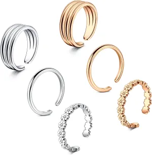 TOKRING Toe Rings for Women Adjustable Toe Rings Beach Foot Summer Sandals Jewelry Silver Rose Gold