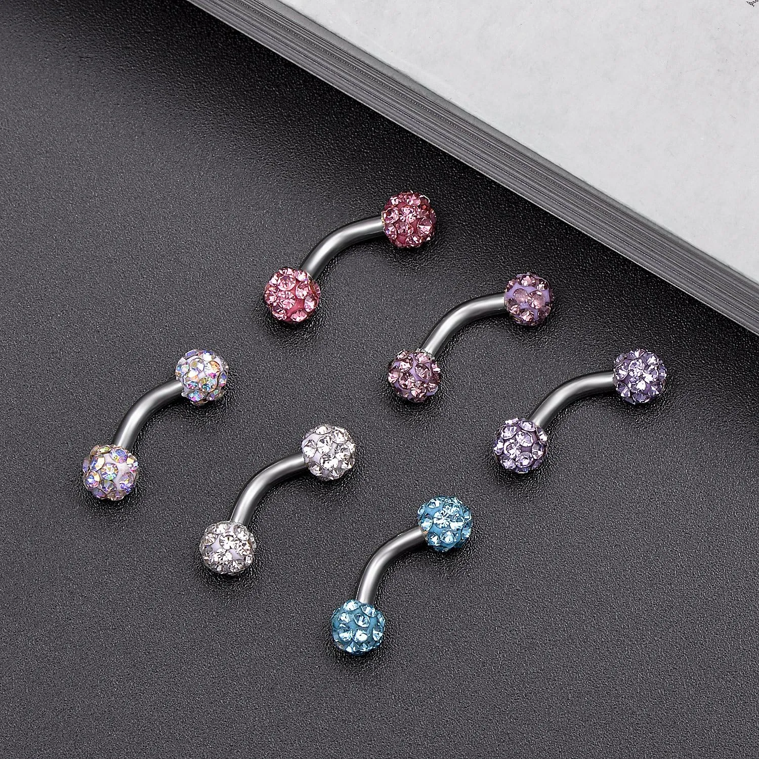Tornito 6-8-12PCS 14G 6-10mm Short Bar Tiny Heart Butterfly Evil Eye Devil Heart Snake Skull CZ Skull hand with Gem ball Stainless Steel Belly Button Rings Navel Rings for Women Barbell Eyebrow Body Piercing Jewelry