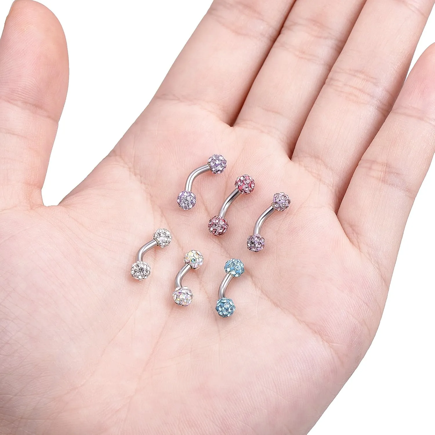 Tornito 6-8-12PCS 14G 6-10mm Short Bar Tiny Heart Butterfly Evil Eye Devil Heart Snake Skull CZ Skull hand with Gem ball Stainless Steel Belly Button Rings Navel Rings for Women Barbell Eyebrow Body Piercing Jewelry