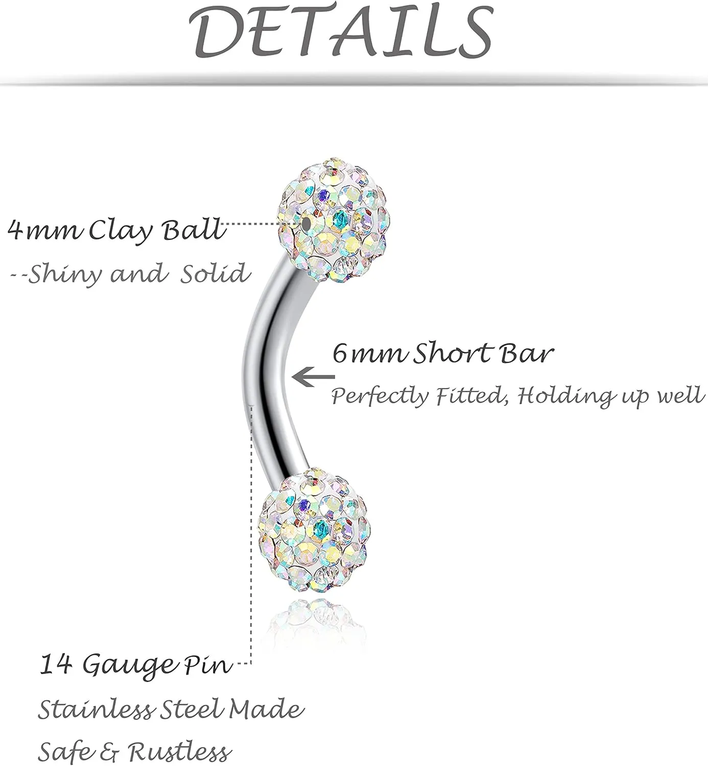 Tornito 6-8-12PCS 14G 6-10mm Short Bar Tiny Heart Butterfly Evil Eye Devil Heart Snake Skull CZ Skull hand with Gem ball Stainless Steel Belly Button Rings Navel Rings for Women Barbell Eyebrow Body Piercing Jewelry