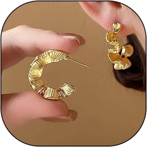 Trendy Chunky Gold Wave Statement Earrings for Women,Vintage Silver Pleated Irregular Stud Hoop Earrings,Delicate Minimalist Jewelry Accessory Gift