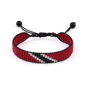 Trinidad and Tobago Flag Beaded Bracelet, Adjustable, Boho Style Rope Bracelet for Women, Men