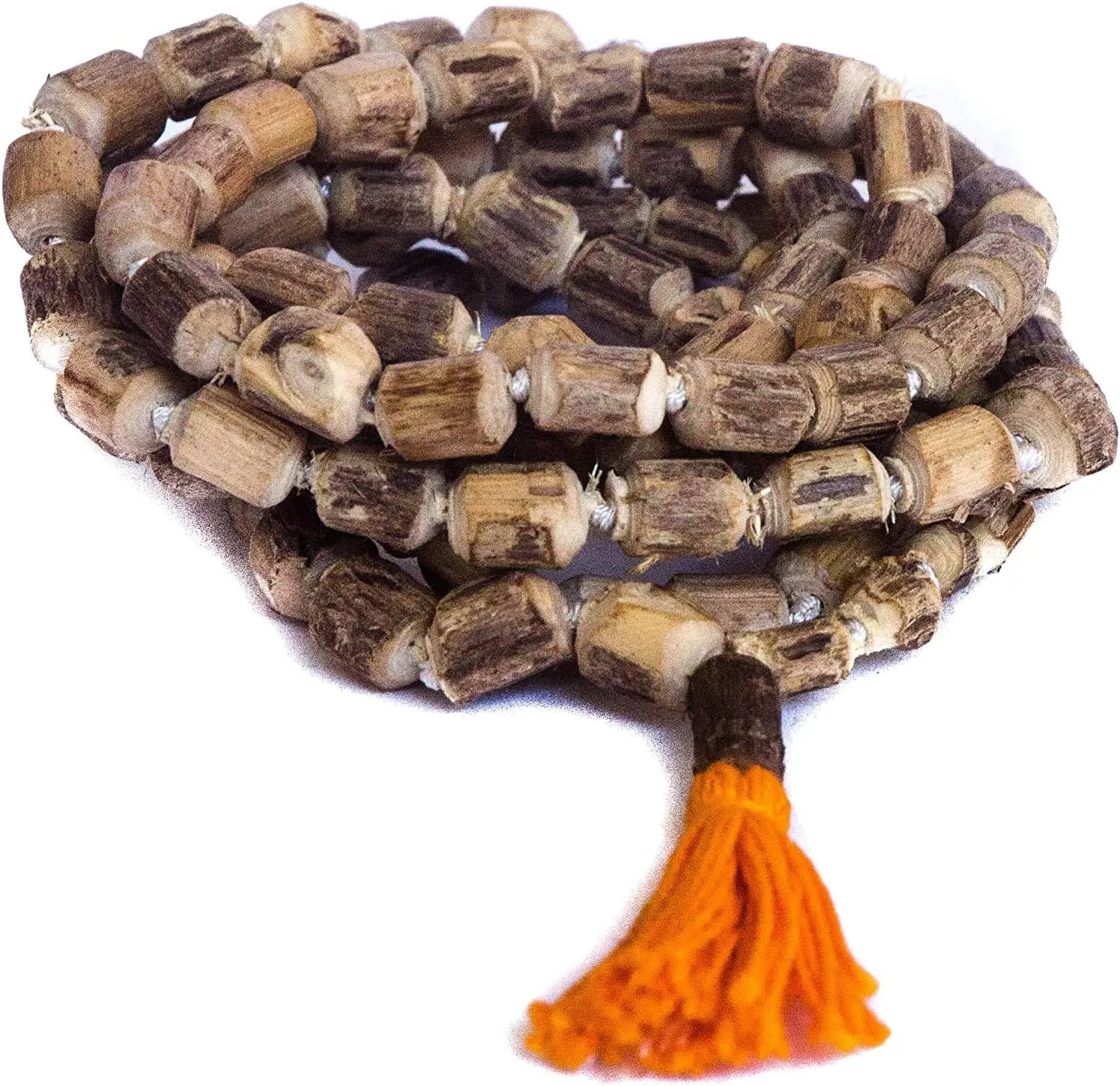 Tulsi Japa Mala with Gomukhi Bag  Hand-Knotted Natural Basil Prayer Beads Rosary for Chanting & Meditation  Hindu Buddhist Energized Karma Necklace  Large Rough Beads
