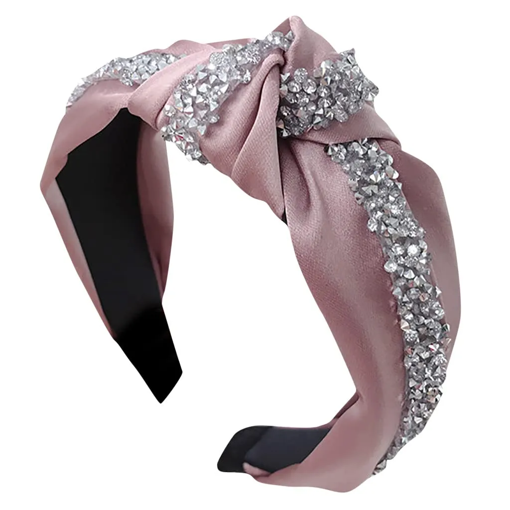 Turban Headbands for Women Beaded Hair Hoop Headband Rhinestone Crystal Elastic hairbands Hair Accessories Jewelry