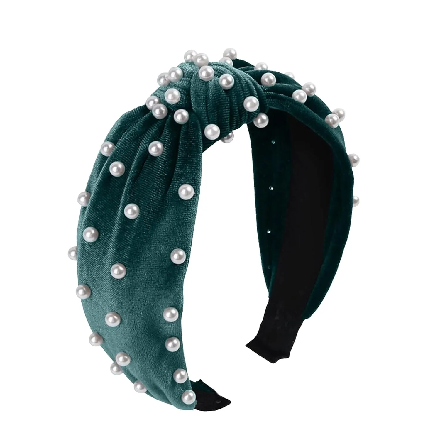Turban Headbands for Women Pearls Knotted Head Bands Elastic Rhinestone Hair Bands Wedding Hair Accessories