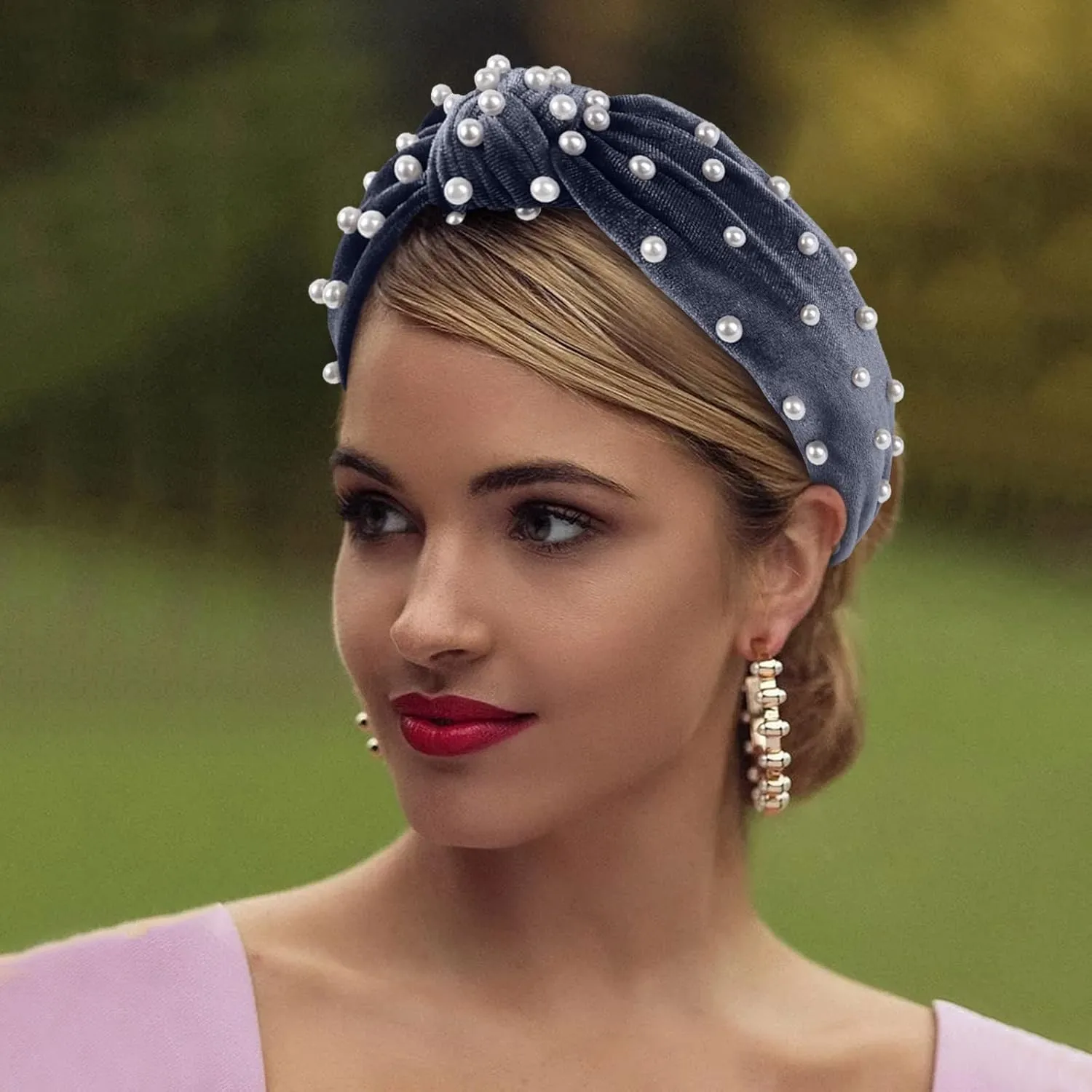 Turban Headbands for Women Vintage Flower Printed Headband Crystal Elastic hairbands Wedding Hair Accessories