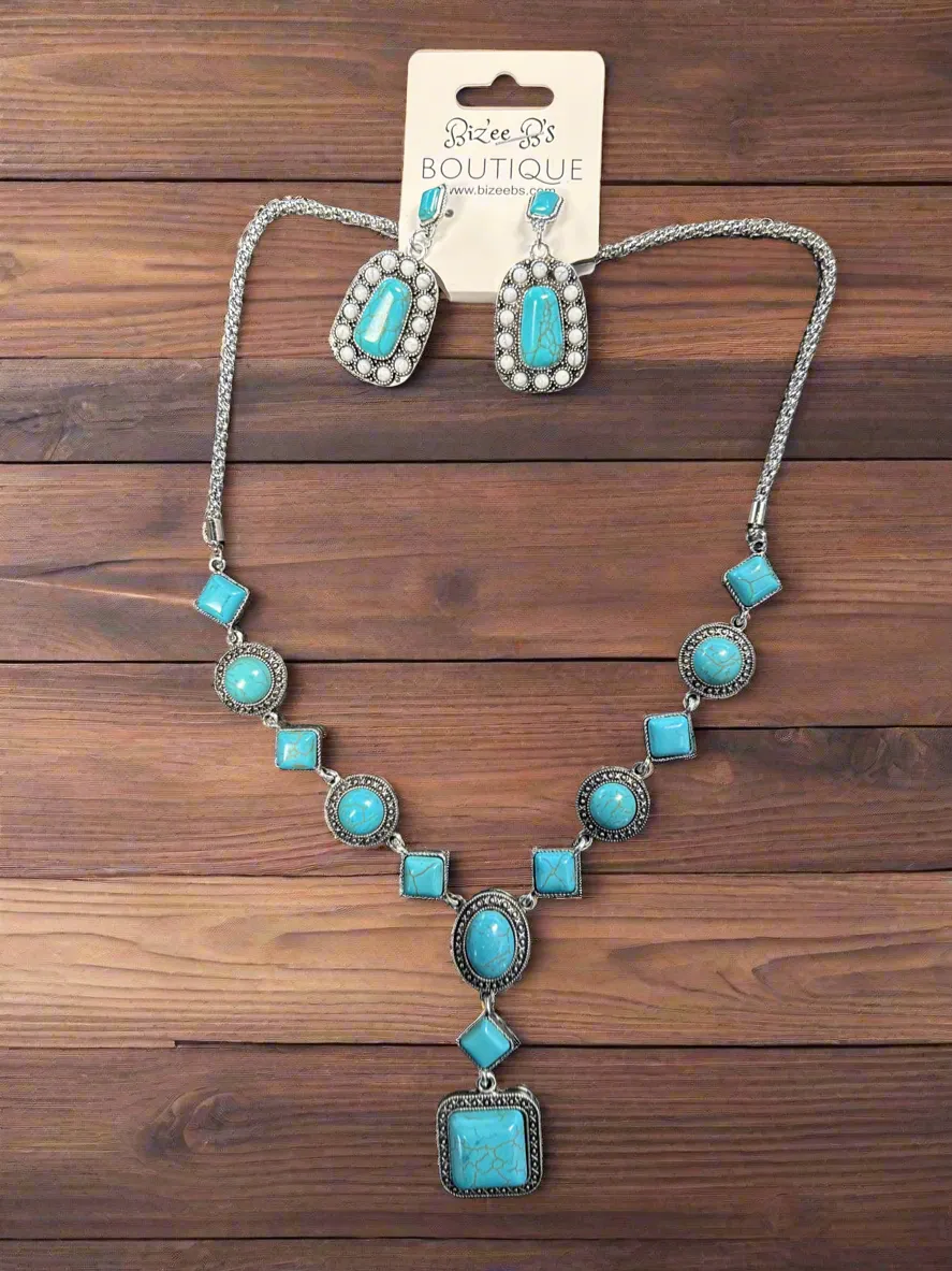 Turquoise Necklace and Earrings Set