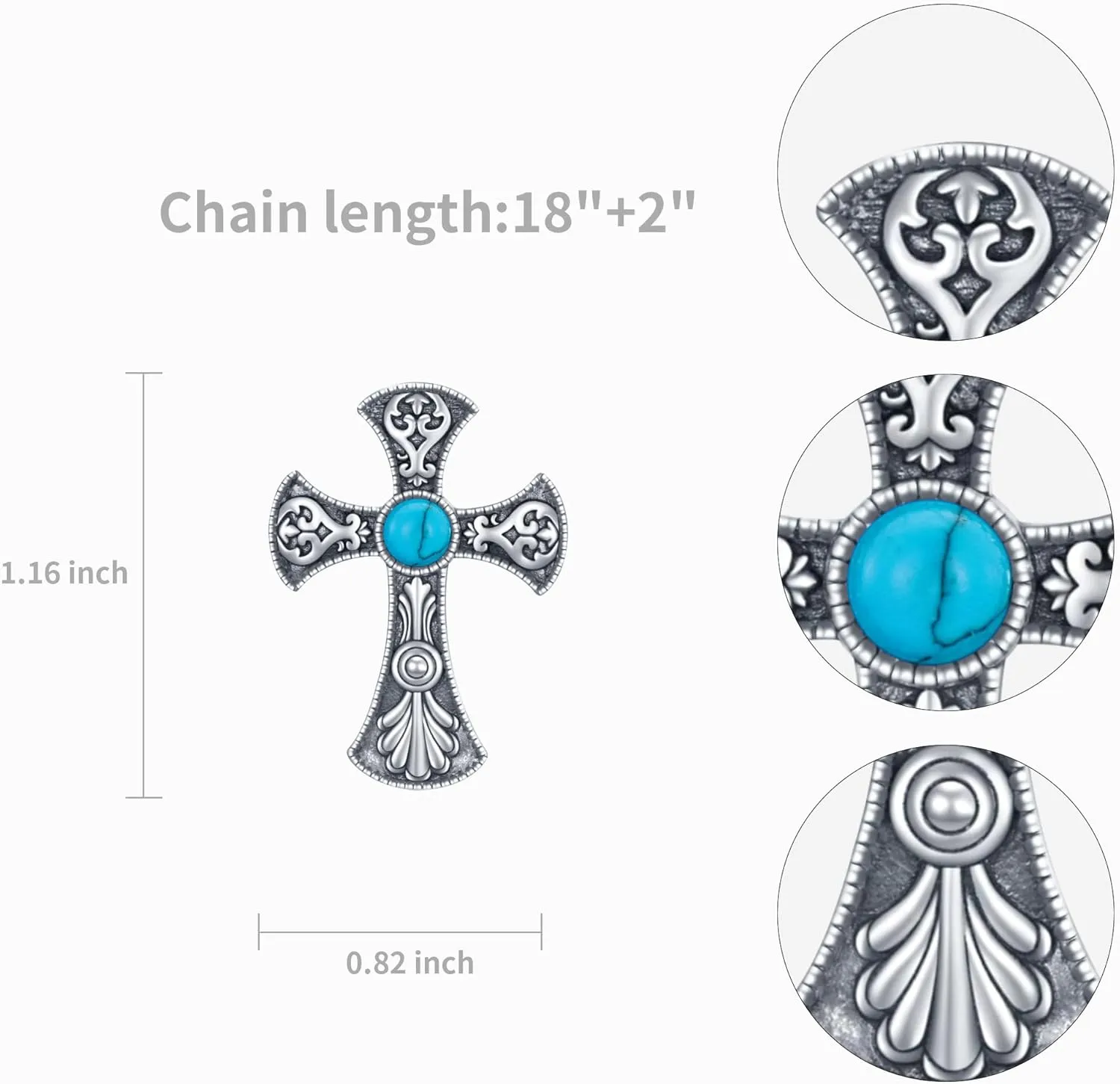 Turquoise/Infinity Cross/Ankh Eye of Horus/Heart Cubic Zirconia/Infinity Heart/Hummingbird/Butterfly Cross Pendant Necklace Faith Religious Gift for Women Silver Jewelry Cross Necklace for Women Gifts