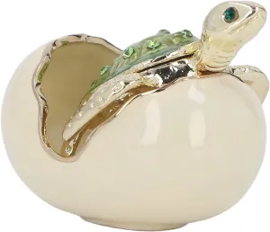 Turtles Trinket Box, Green Zinc Alloy Hand Made Metal Baby Turtles Figurine Craft Jewelry Box for Metal Earrings Necklace Holder Case Girls Women