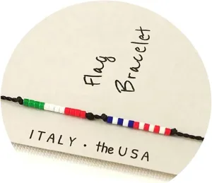 Two Countries Bracelet Italy USA Long Distance Friendship 2 Homes Jewelry Gift Delicate Customizable Bracelet Exchange Student Host Mom Gift