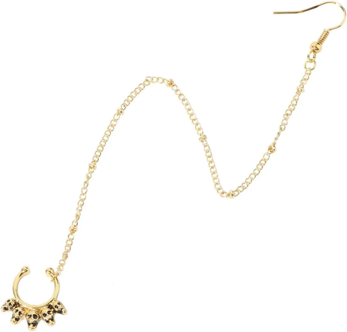 U Shaped Nose Ring with Long Chain Elegant Metal Piercing Jewelry for Unique Style Durable Nose Buckles and Studs for Nose Lip Decoration Style