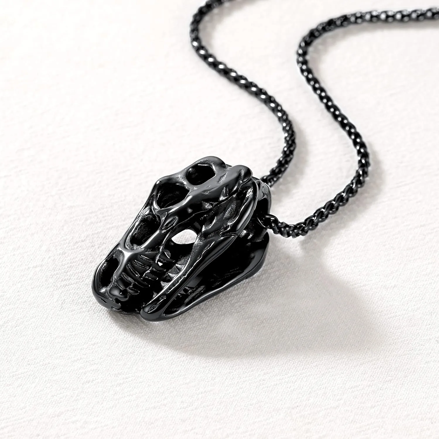 U7 Men Punk Rock Necklaces, Cool Guitar Pick Skull, Alligator Dinosaur Skeleton Tyrannosaurus Rex Pendant with Chain, Stainless Steel Personalized Jewelry Gift