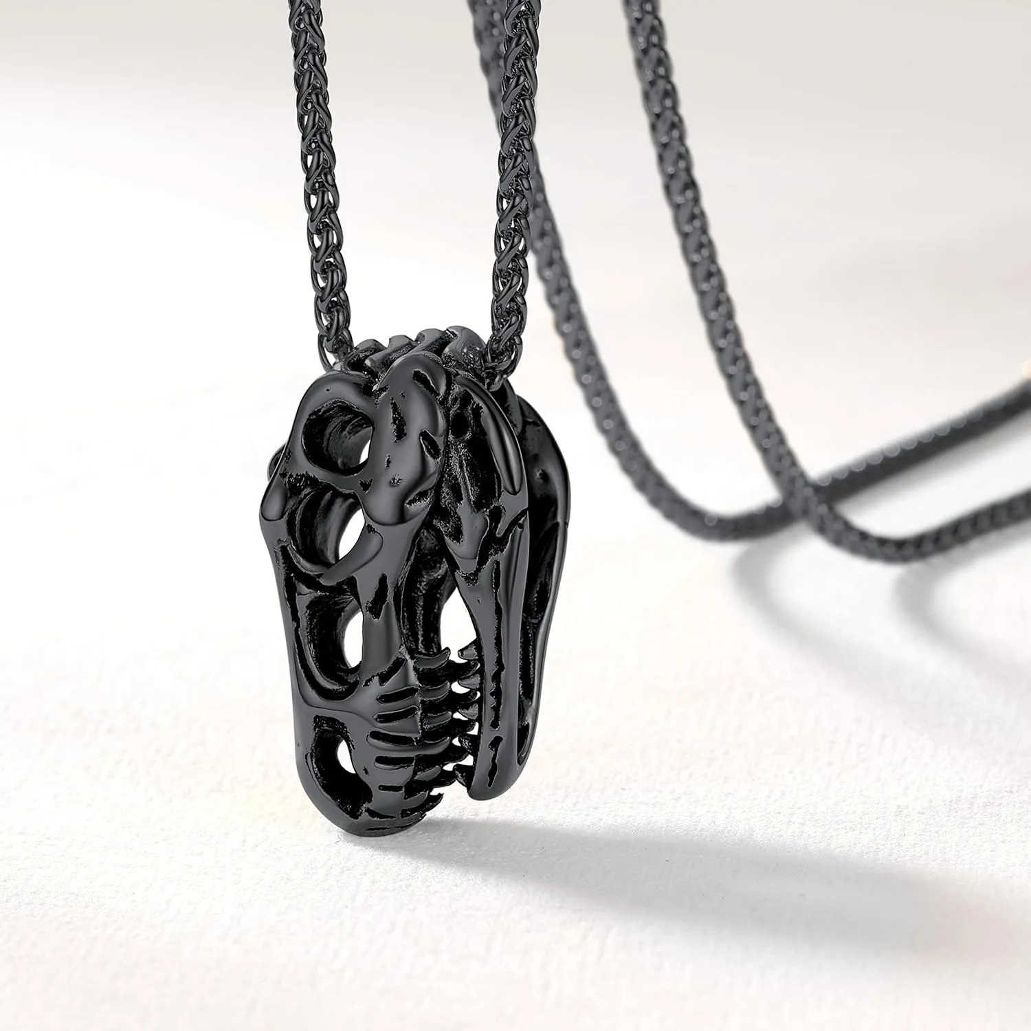 U7 Men Punk Rock Necklaces, Cool Guitar Pick Skull, Alligator Dinosaur Skeleton Tyrannosaurus Rex Pendant with Chain, Stainless Steel Personalized Jewelry Gift