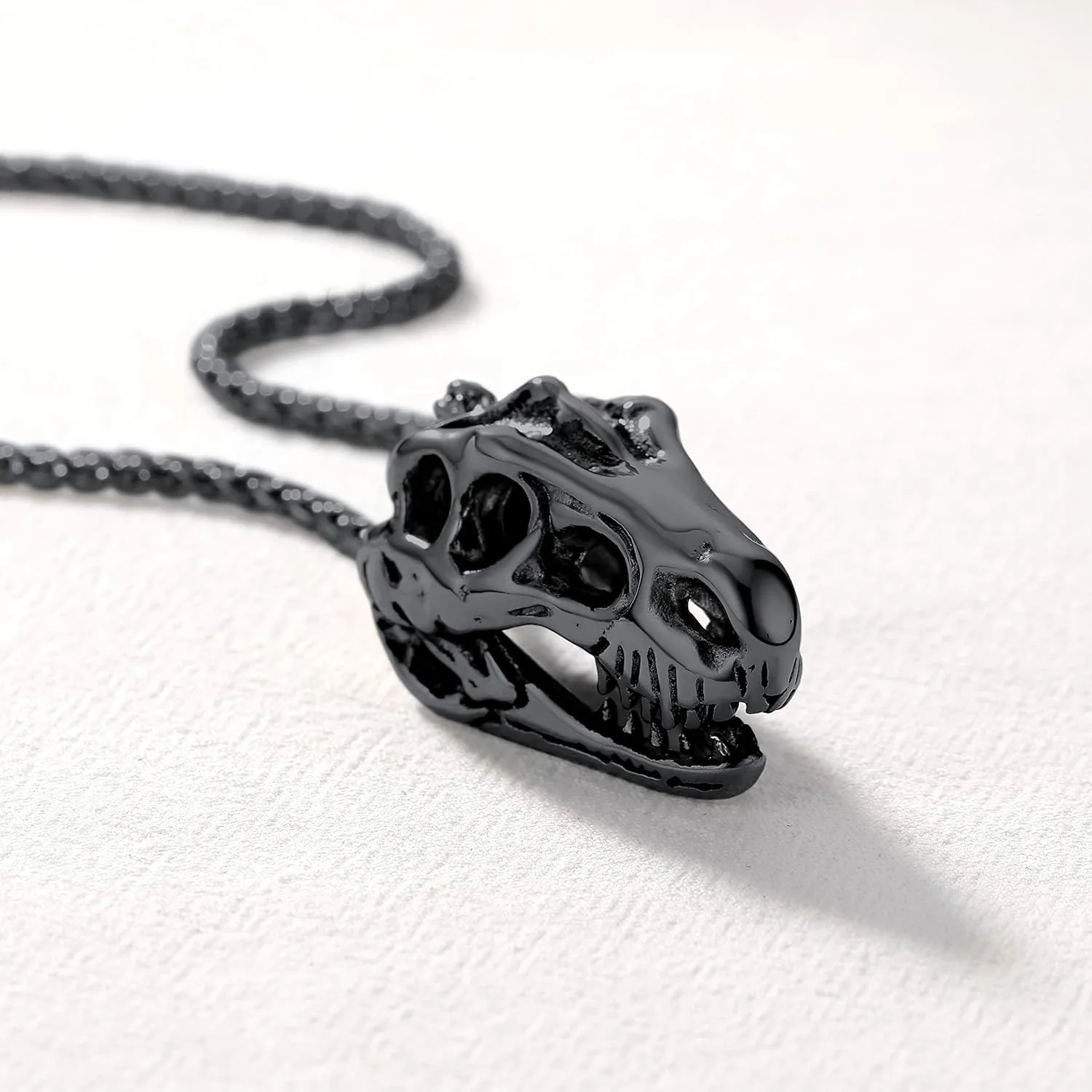 U7 Men Punk Rock Necklaces, Cool Guitar Pick Skull, Alligator Dinosaur Skeleton Tyrannosaurus Rex Pendant with Chain, Stainless Steel Personalized Jewelry Gift