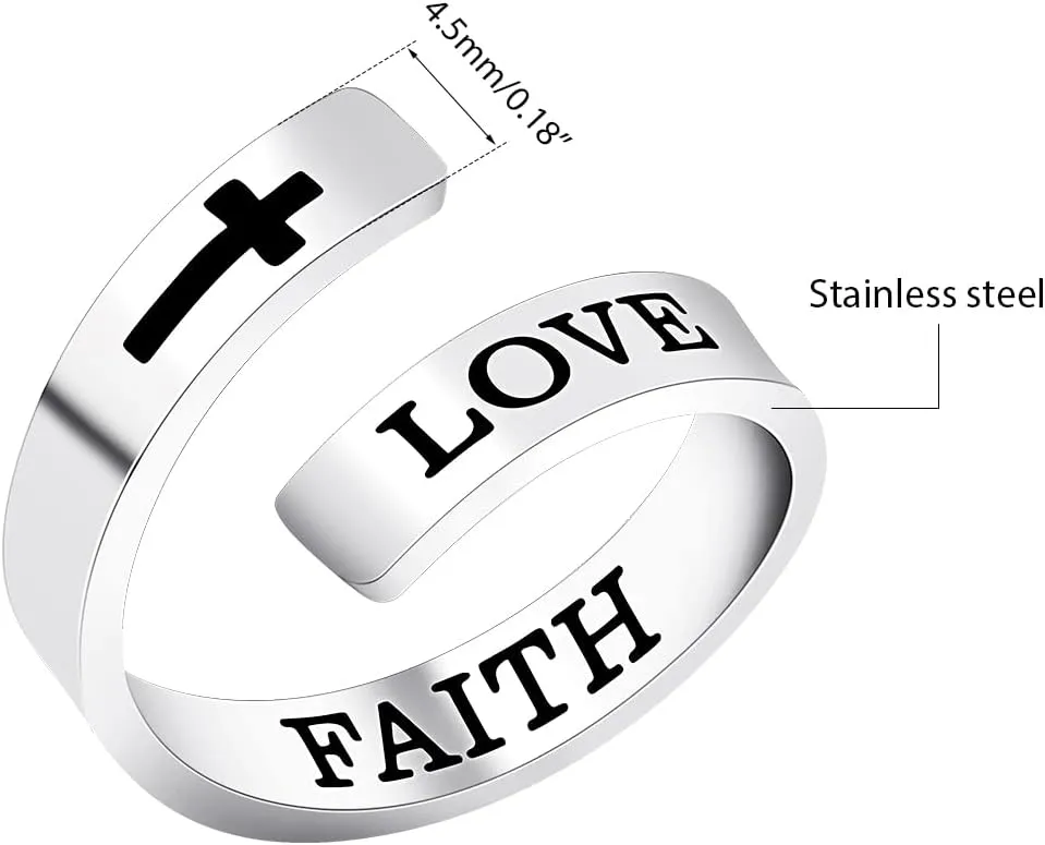 Uloveido Adjustable Inspirational Flying Dandelion Double Stainless Steel Freedom Ring Bands Cool Stacking Gift for Women, Engraving Rings Motivational Gift Y2004