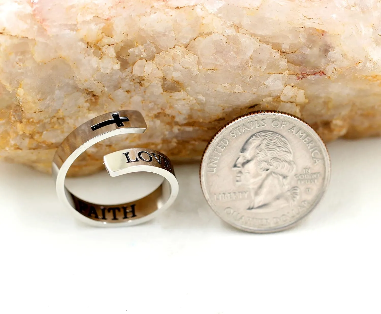 Uloveido Adjustable Inspirational Flying Dandelion Double Stainless Steel Freedom Ring Bands Cool Stacking Gift for Women, Engraving Rings Motivational Gift Y2004
