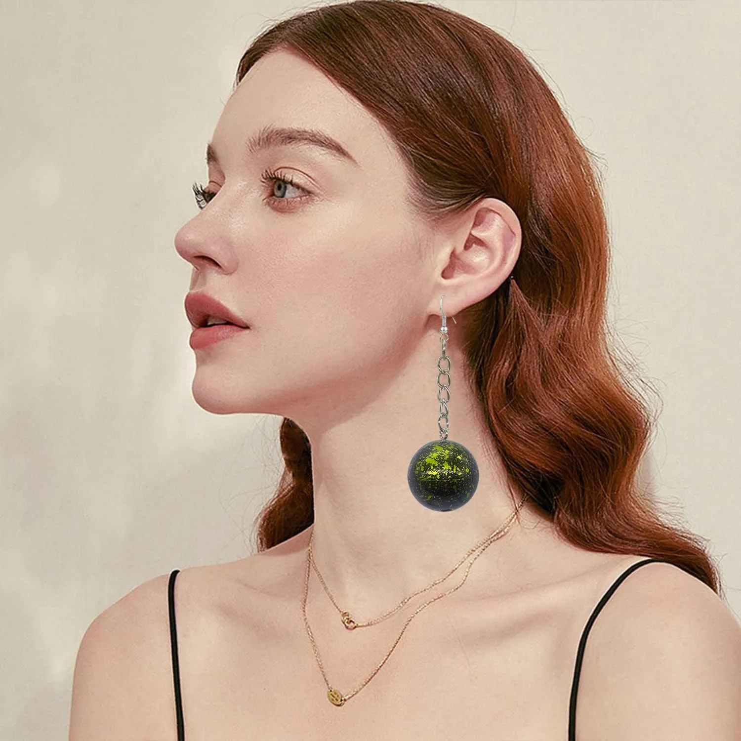Unique 3D Bowling Ball Earrings Funny Big Size Ball Sport Dangle Drop Statement Earrings For Women