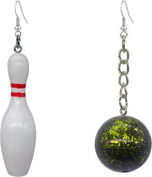 Unique 3D Bowling Ball Earrings Funny Big Size Ball Sport Dangle Drop Statement Earrings For Women