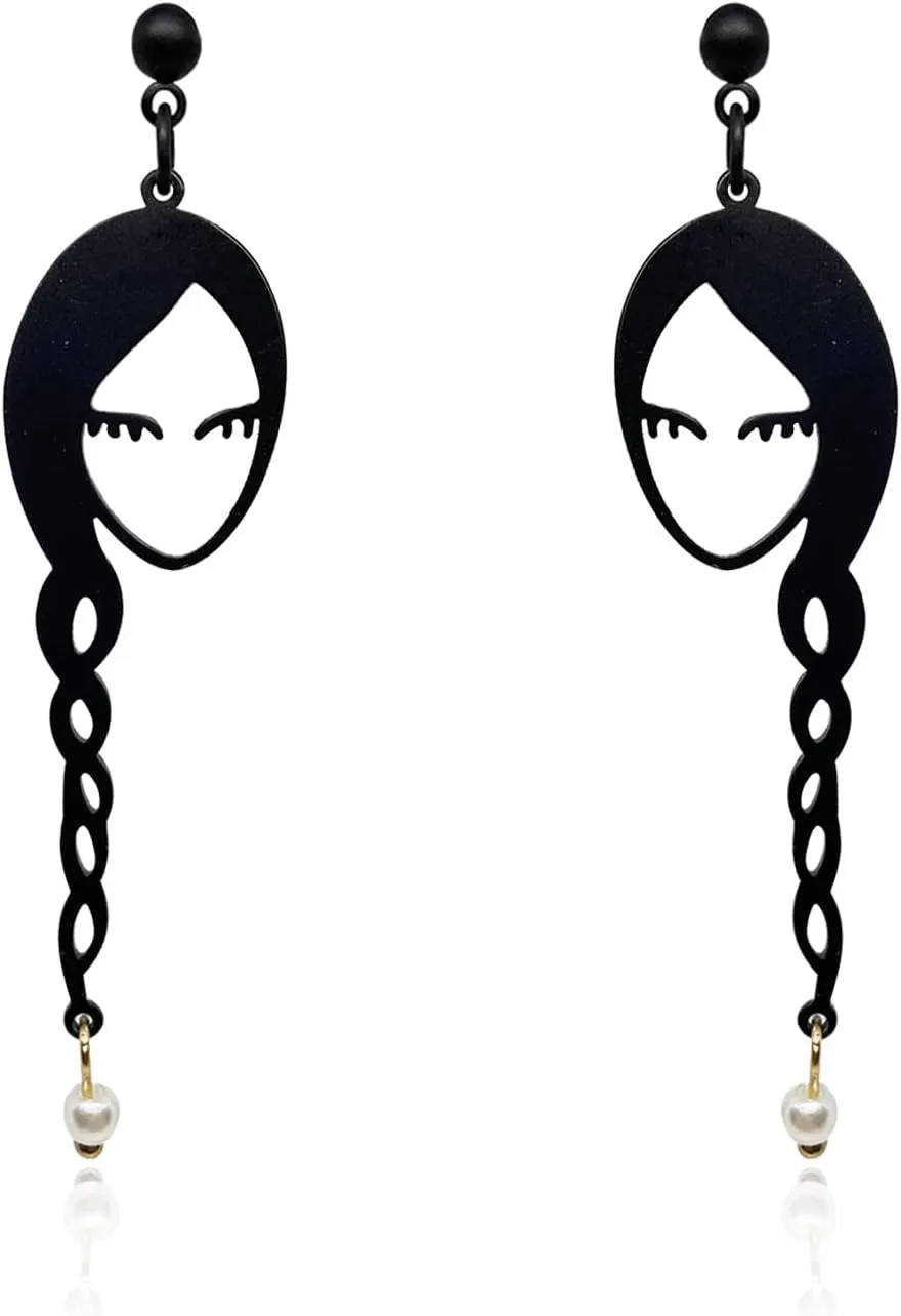 Unique abstract face Art Drop Dangle Earrings Black Vintage Hollow Statement Studs Earrings Fashion jewelry for Women Girls