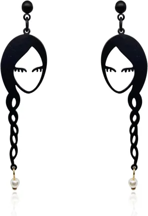 Unique abstract face Art Drop Dangle Earrings Black Vintage Hollow Statement Studs Earrings Fashion jewelry for Women Girls