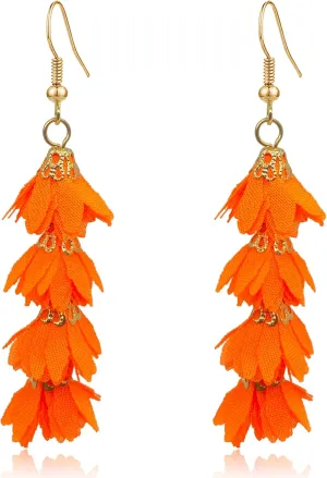 Unique Bohemian Long Flower Tassel Dangle Drop Earrings Fashion Floral Petals Earring for Women Christmas Birthday Party Gifts