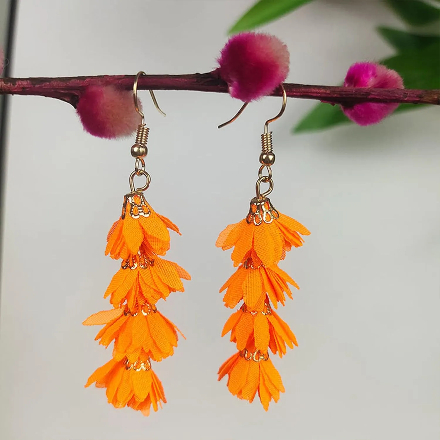 Unique Bohemian Long Flower Tassel Dangle Drop Earrings Fashion Floral Petals Earring for Women Christmas Birthday Party Gifts