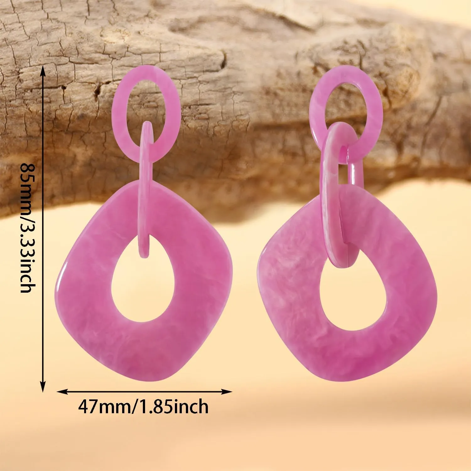 Unique Bohemian Vintage Acrylic Geometry Dangle Drop Earrings Creative Hollow Round Huge Chain Stud Earrings for Women Statement Summer Holiday Jewelry Gifts