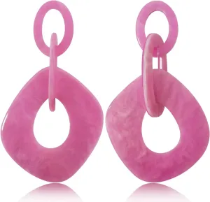Unique Bohemian Vintage Acrylic Geometry Dangle Drop Earrings Creative Hollow Round Huge Chain Stud Earrings for Women Statement Summer Holiday Jewelry Gifts