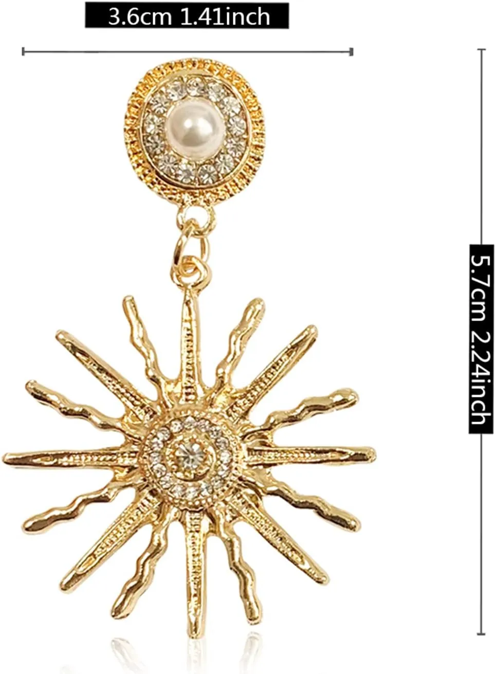 Unique Bohemian Vintage Gold Hexagram Celestial Sun Star Dangle Drop Earrings Sunflower Pearl Stud Earrings for Women Statement Wedding Jewelry Earrings