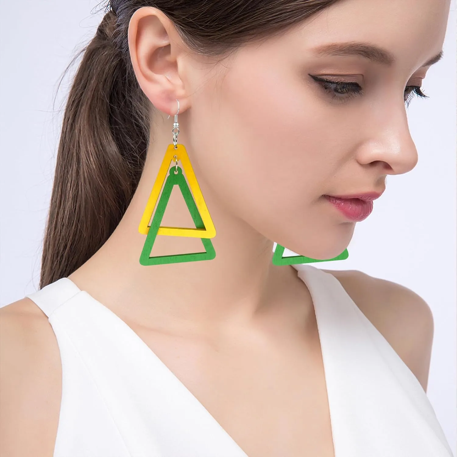 Unique Bohemian Wooden Splicing Dangle Earrings for Women Retro Temperament Geometric Drop Earrings Jewelry Gifts For Women