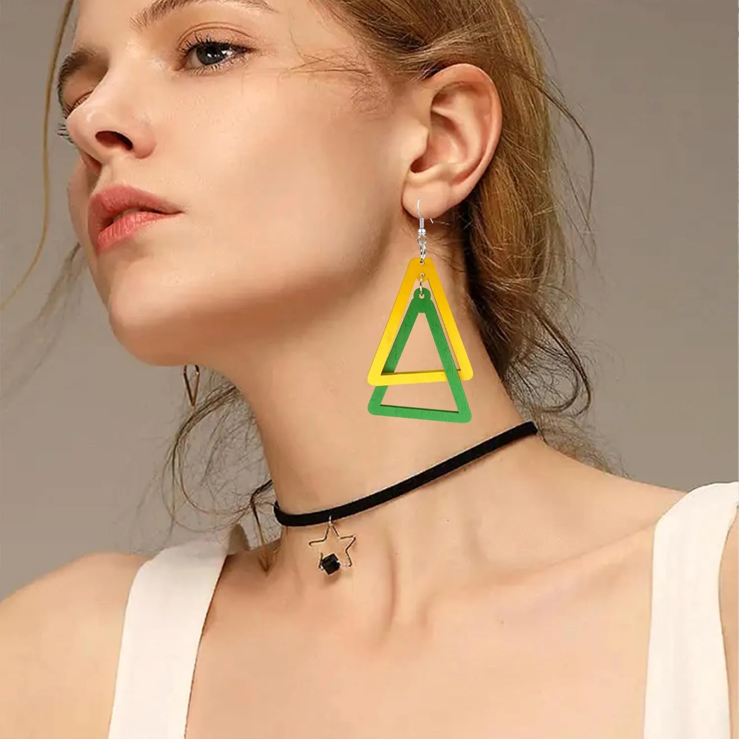 Unique Bohemian Wooden Splicing Dangle Earrings for Women Retro Temperament Geometric Drop Earrings Jewelry Gifts For Women