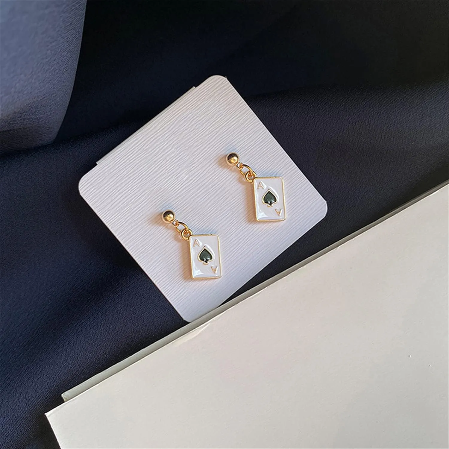 Unique Funny 14K Gold Plated Poker hearts and Spades A Ace Playing Cards Dangle Drop Post Stud Earrings For Women Gambling Casino