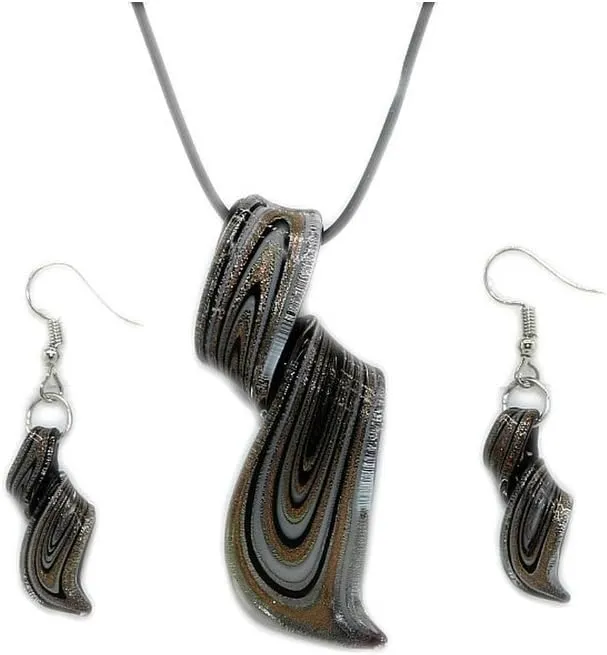 Unique Glass Artist Earrings Glaze Twist Spiral Dangle Earrings Necklace Set Handmade Glass Geometric Earrings for Women Jewelry